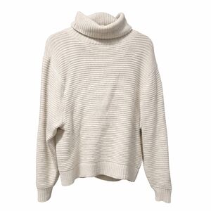 Denver Hayes Ribbed Cream Turtleneck Sweater Cozy Oversized Size Medium